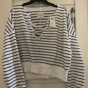 Large Abercrombie Stripe Tie up Sweatshirt